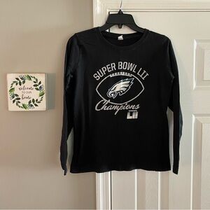 NFL Philadelphia Eagles Super Bowl LII Champions Long Sleeve Black Shirt Small